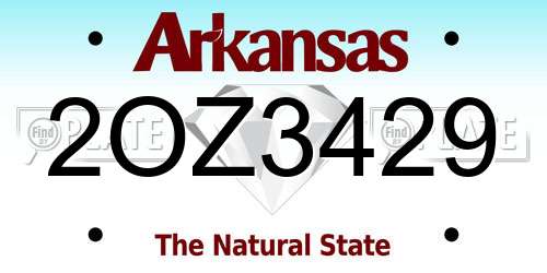 2OZ3429 Arkansas License Plate
