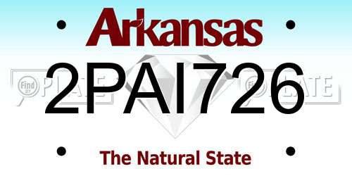 2PAI726 Arkansas License Plate