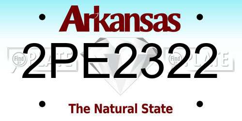 2PE2322 Arkansas License Plate