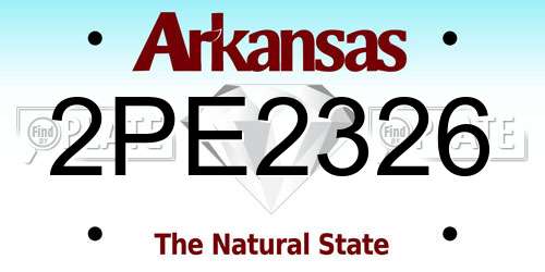 2PE2326 Arkansas License Plate