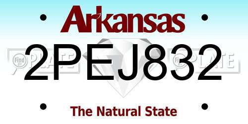 2PEJ832 Arkansas License Plate