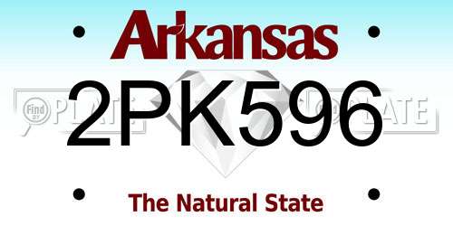 2PK596 Arkansas License Plate