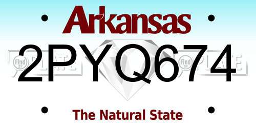 2PYQ674 Arkansas License Plate