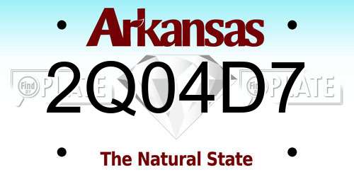 2Q04D7 Arkansas License Plate