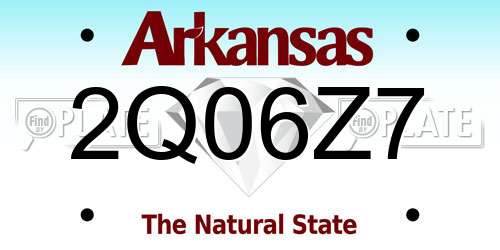 2Q06Z7 Arkansas License Plate