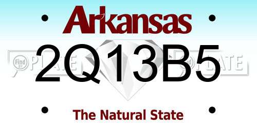 2Q13B5 Arkansas License Plate