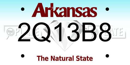 2Q13B8 Arkansas License Plate