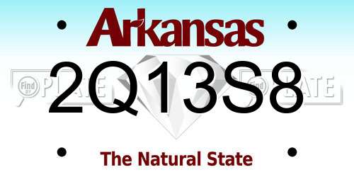 2Q13S8 Arkansas License Plate