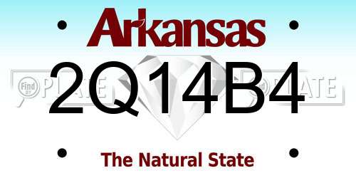 2Q14B4 Arkansas License Plate