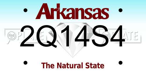 2Q14S4 Arkansas License Plate