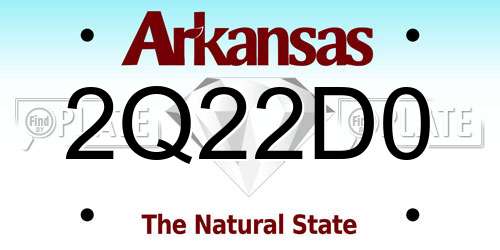 2Q22D0 Arkansas License Plate