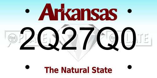 2Q27Q0 Arkansas License Plate