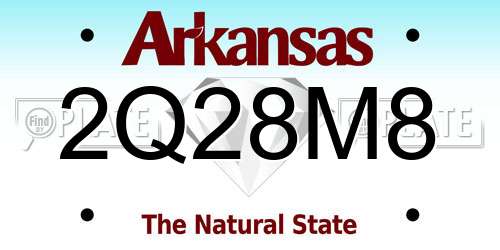 2Q28M8 Arkansas License Plate
