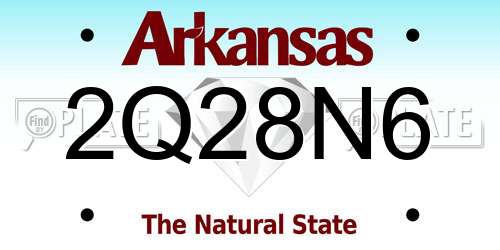 2Q28N6 Arkansas License Plate