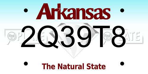 2Q39T8 Arkansas License Plate