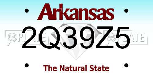 2Q39Z5 Arkansas License Plate