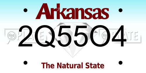 2Q55O4 Arkansas License Plate