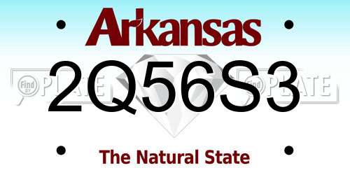 2Q56S3 Arkansas License Plate