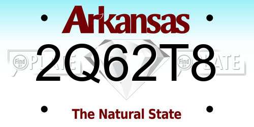 2Q62T8 Arkansas License Plate