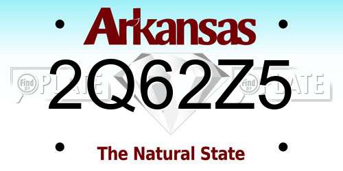 2Q62Z5 Arkansas License Plate