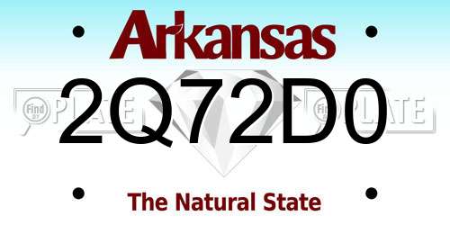 2Q72D0 Arkansas License Plate
