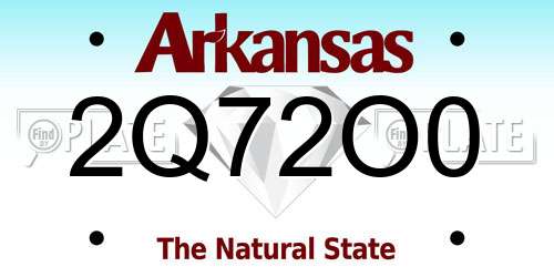 2Q72O0 Arkansas License Plate