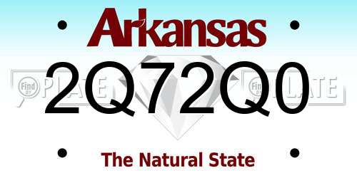 2Q72Q0 Arkansas License Plate