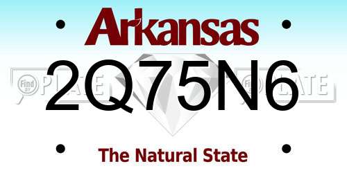 2Q75N6 Arkansas License Plate