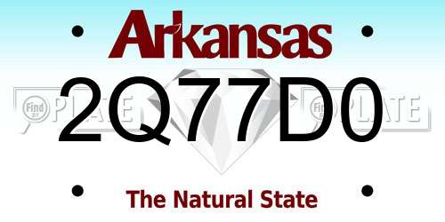 2Q77D0 Arkansas License Plate
