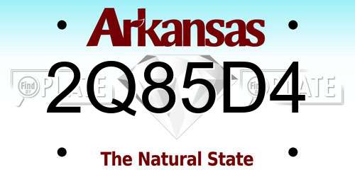 2Q85D4 Arkansas License Plate