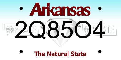 2Q85O4 Arkansas License Plate