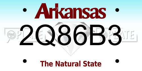 2Q86B3 Arkansas License Plate