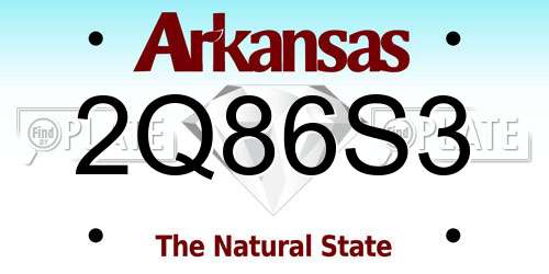 2Q86S3 Arkansas License Plate