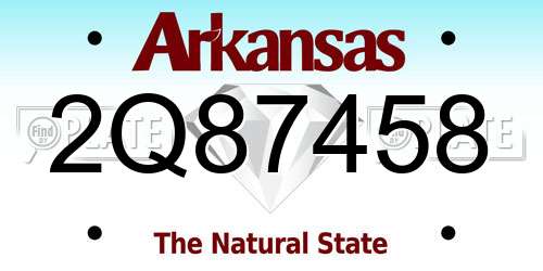 2Q87458 Arkansas License Plate