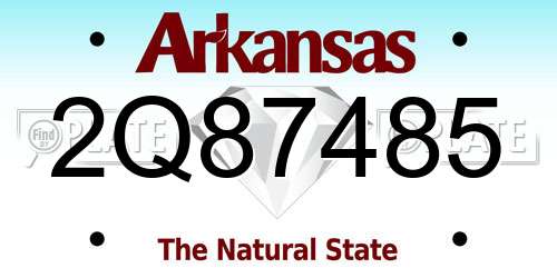 2Q87485 Arkansas License Plate