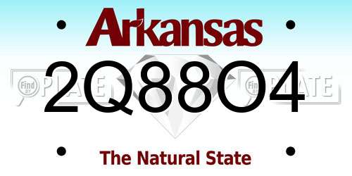 2Q88O4 Arkansas License Plate