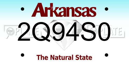 2Q94S0 Arkansas License Plate