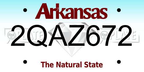 2QAZ672 Arkansas License Plate
