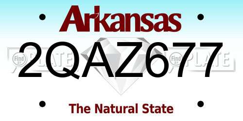 2QAZ677 Arkansas License Plate