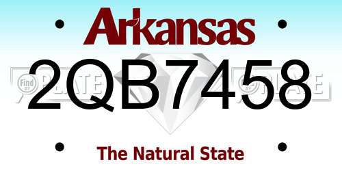 2QB7458 Arkansas License Plate
