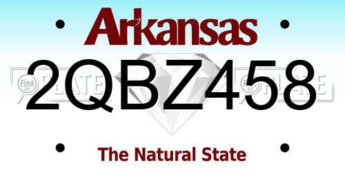 2QBZ458 Arkansas License Plate
