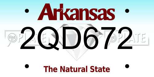 2QD672 Arkansas License Plate