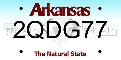 2QDG77 Arkansas License Plate
