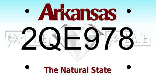 2QE978 Arkansas License Plate