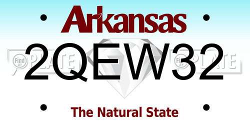 2QEW32 Arkansas License Plate