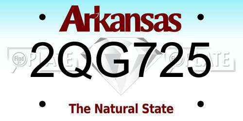 2QG725 Arkansas License Plate