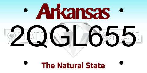 2QGL655 Arkansas License Plate