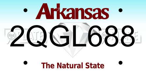 2QGL688 Arkansas License Plate