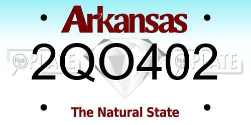 2QO402 Arkansas License Plate