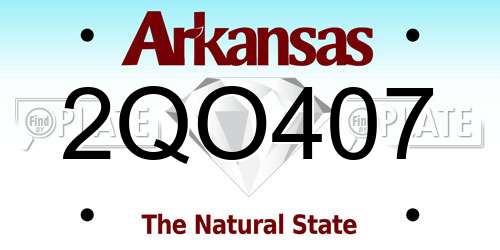 2QO407 Arkansas License Plate